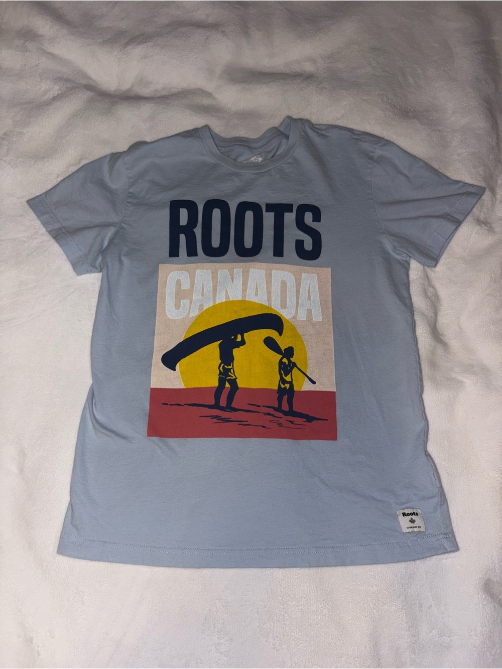 (3 for $15) Roots Light Blue Portaging Tshirt